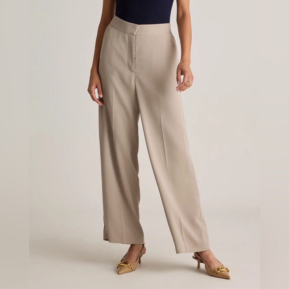 QUINCE grey stretch crepe classic trouser